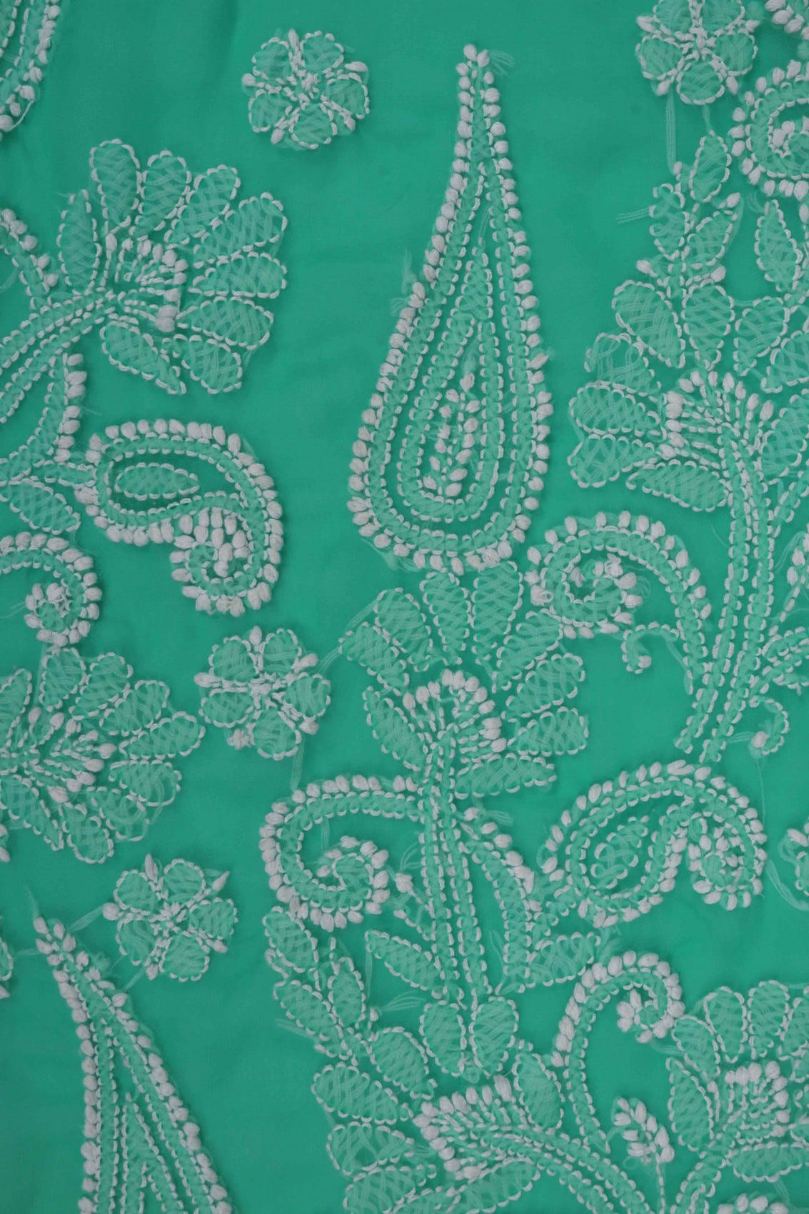 Ada Hand Embroidered Light Green Georgette Lucknowi Chikankari Saree With Blouse A569542