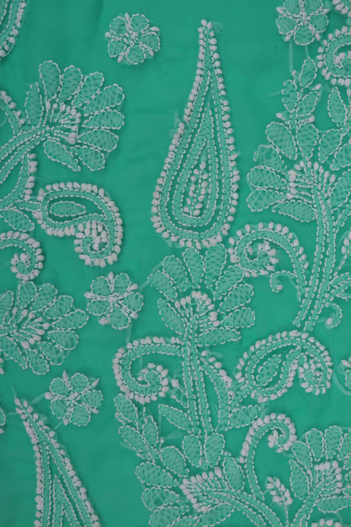 Ada Hand Embroidered Light Green Georgette Lucknowi Chikankari Saree With Blouse A569542