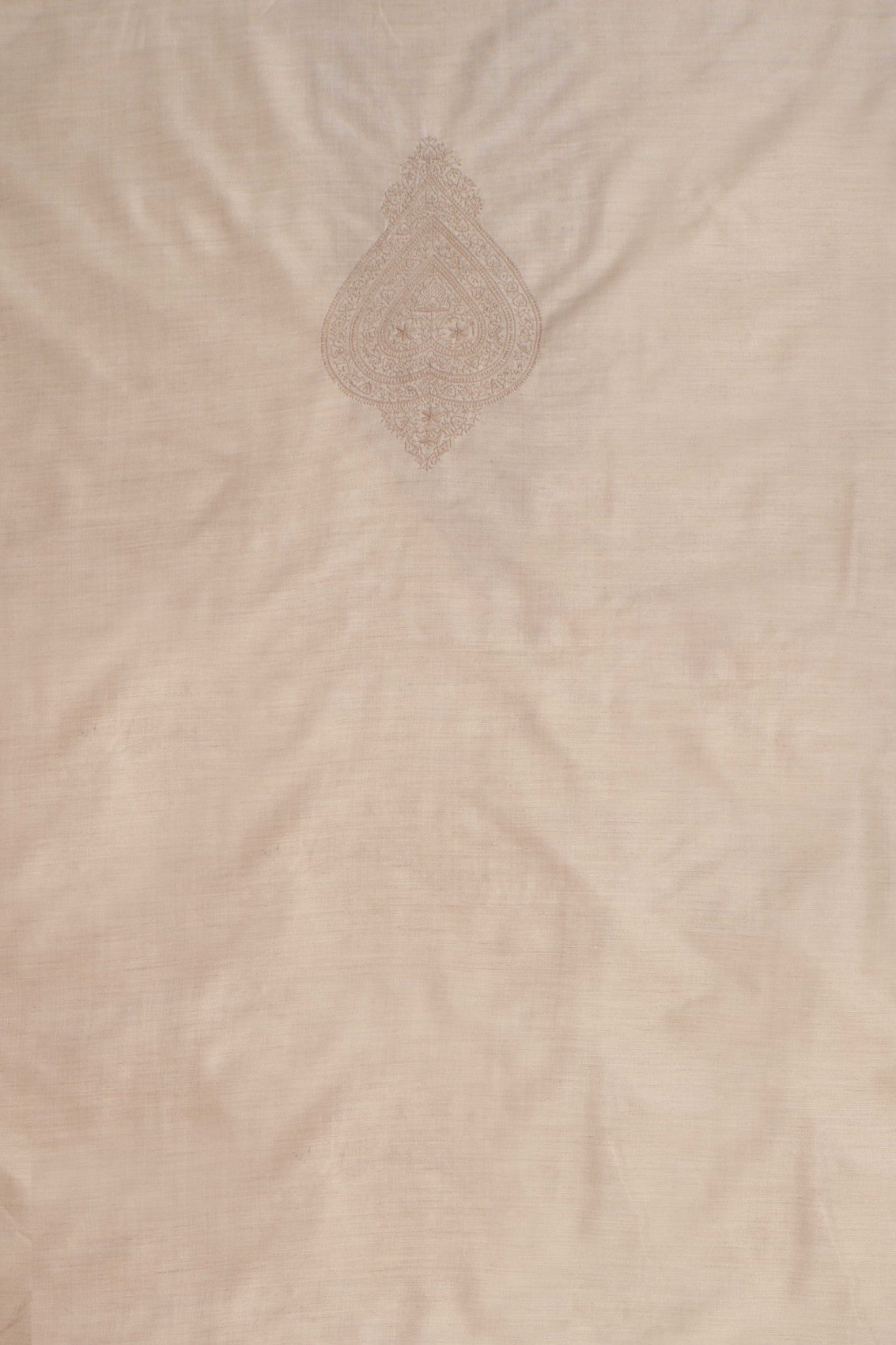 Ada Hand Embroidered Natural Fawn Silk Lucknowi Chikankari Men's Kurta Piece 01A215562