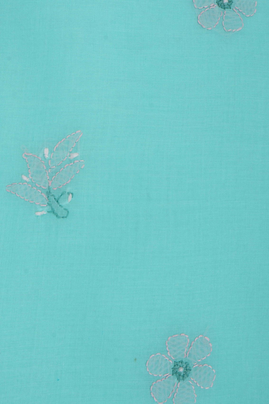 Ada Hand Embroidered Sea Green Cotton Lucknowi Chikankari Unstitched Suit Piece 01A215130