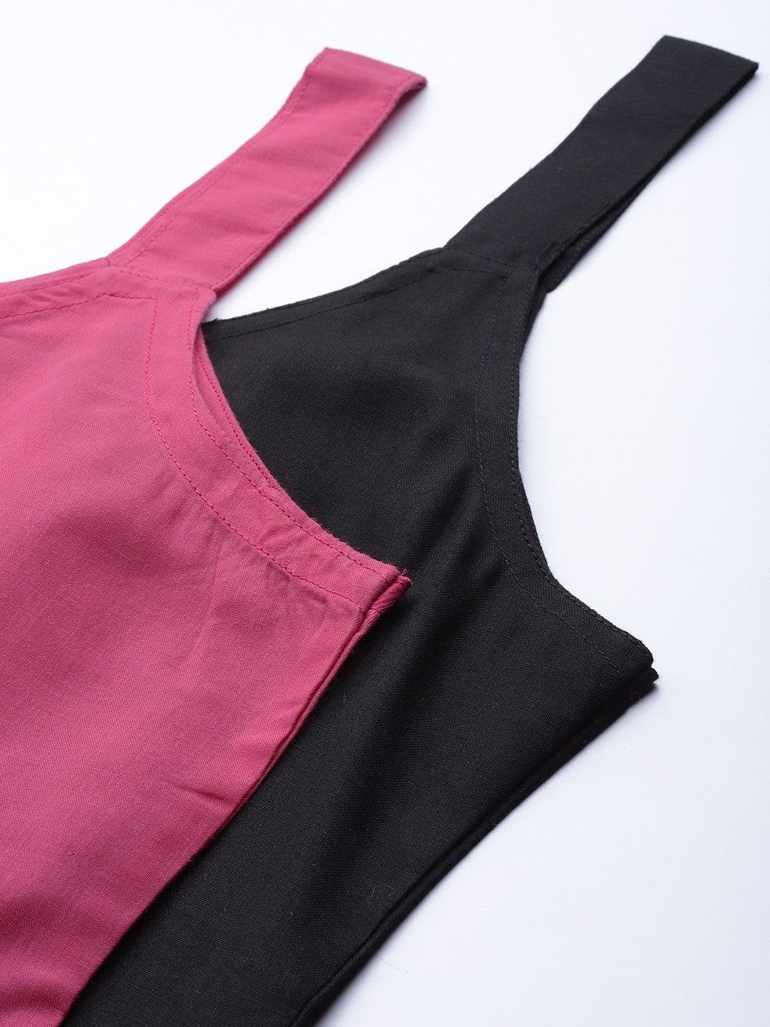 Ada Onion Pink and Black Cotton Short Slips Combo of 2 A313213.