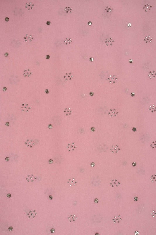 Ada Hand Embroidered Pink Georgette Lucknowi Chikan Unstitched Kurta Piece With Muqaish Work A359567