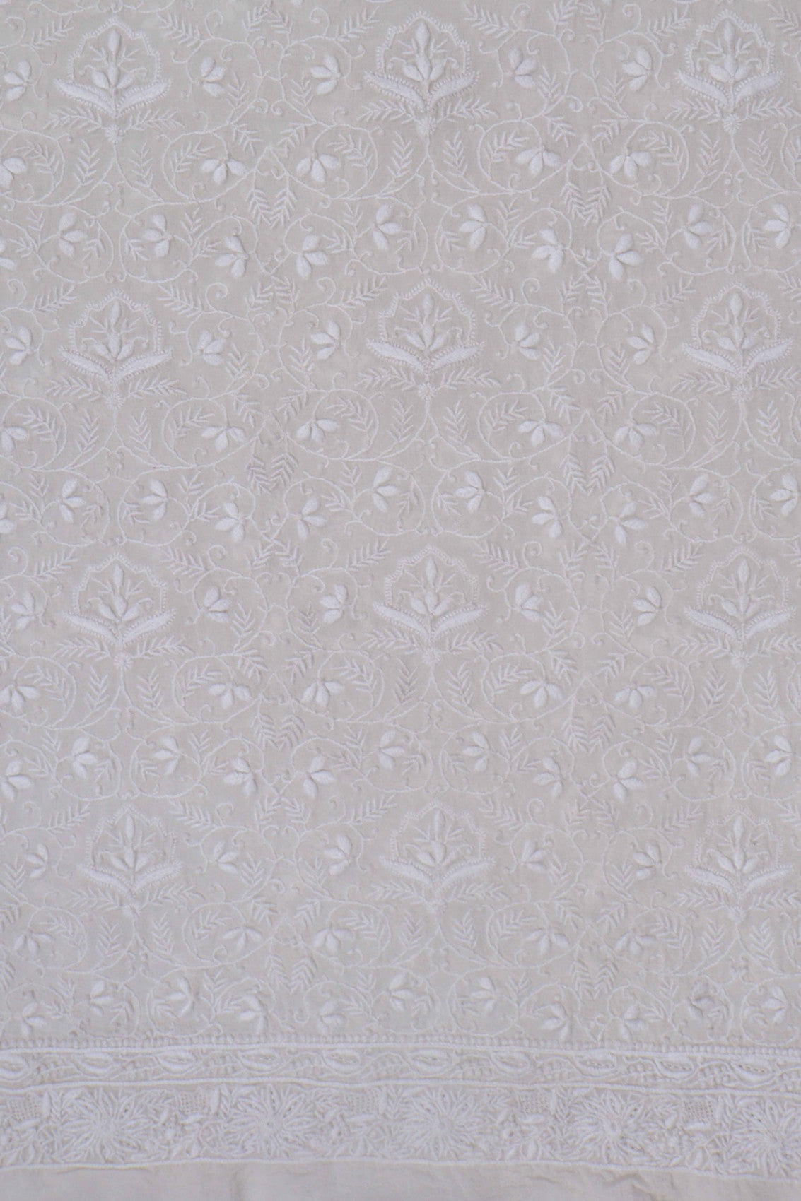 Ada Hand Embroidered White Pure Georgette Lucknowi Chikankari Unstitched Men's Kurta Piece A214568