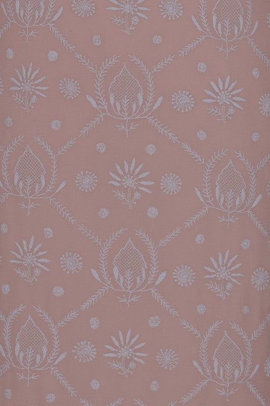 Ada Hand Embroidered Dusty Pink Pure Georgette Lucknowi Chikan Unstitched Suit Piece- A583331