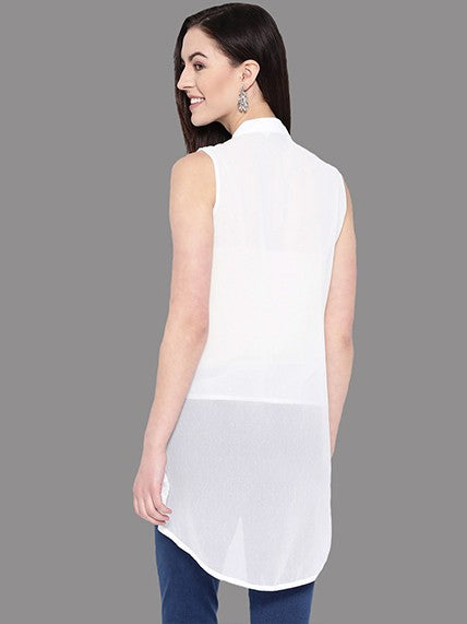 Ada Hand Embroidered White Faux Georgette Lucknowi Chikankari Top A100234