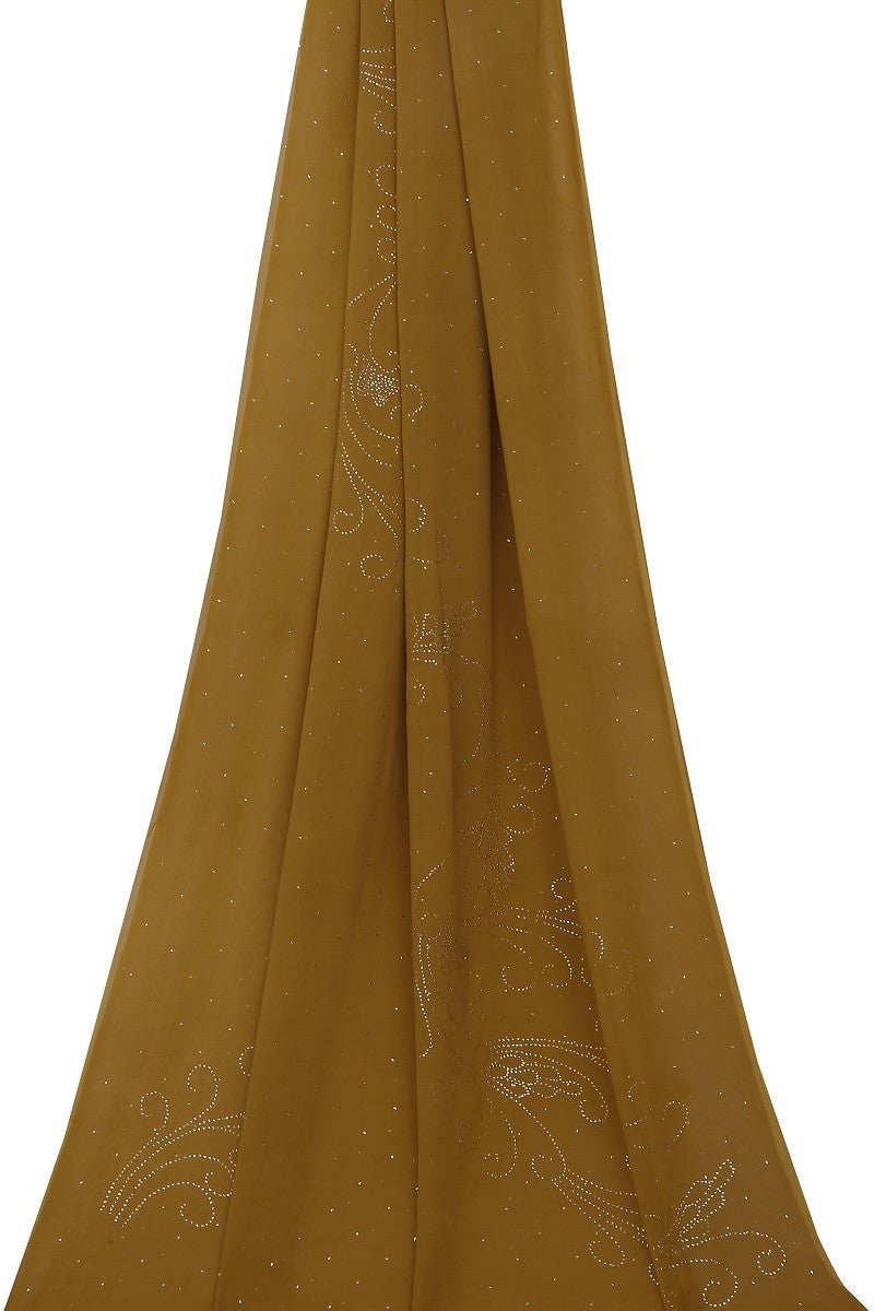Ada Hand Embroidered Mustard Georgette Saree with Muqaish Work-A598061