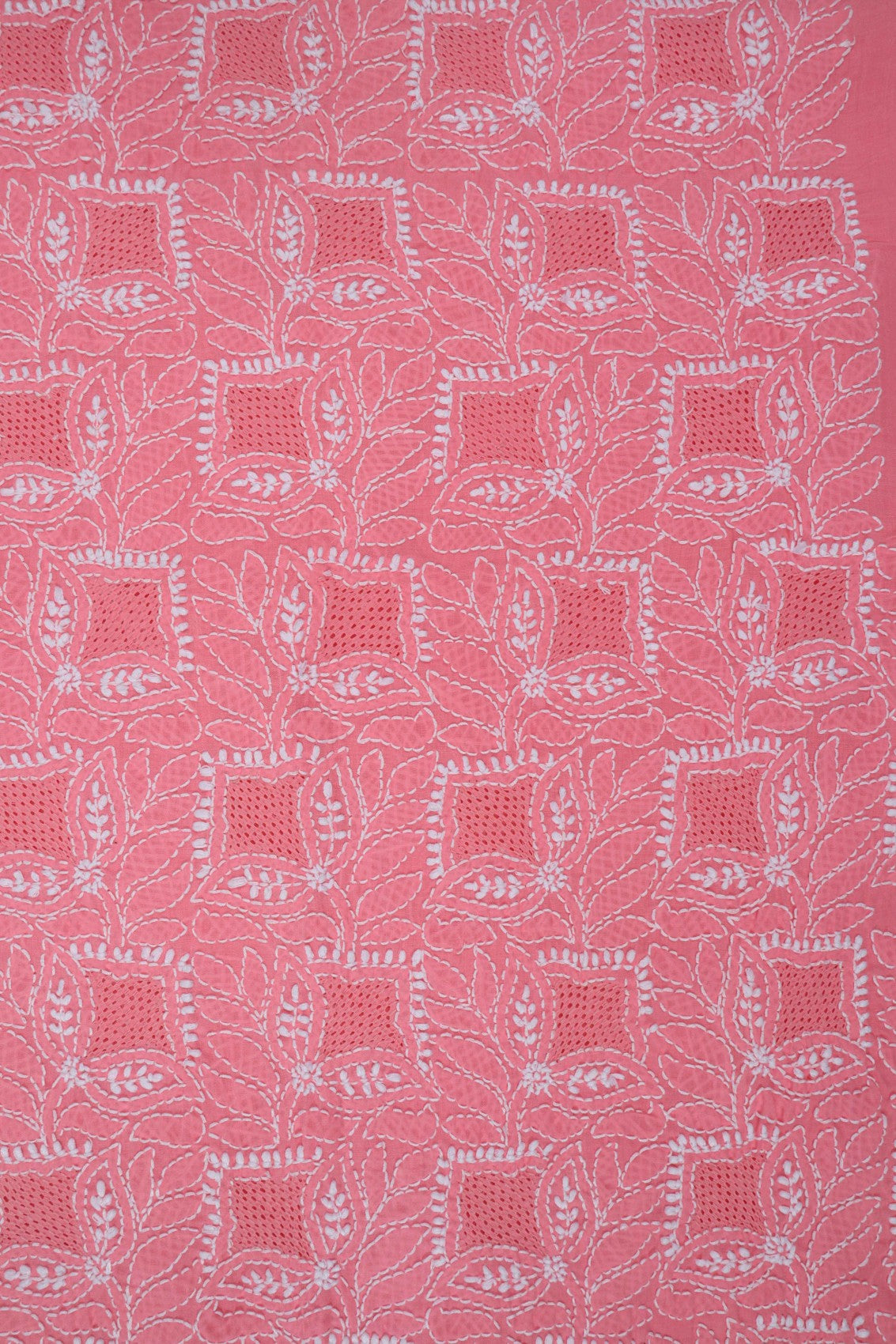 Ada Hand Embroidered Pink Cotton Lucknowi Chikankari Unstitched Suit Piece 01A23696