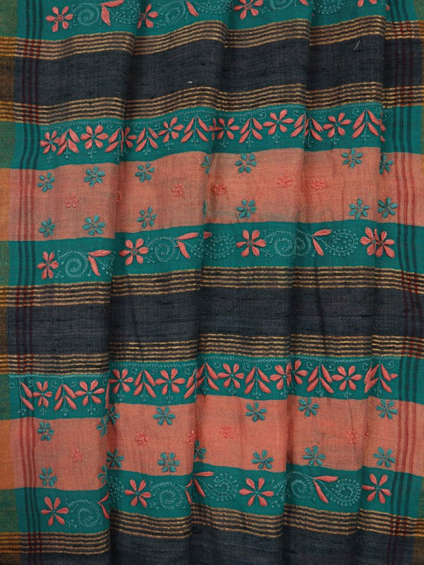 Ada Hand Embroidered Pink Chanderi Lucknowi Chikankari Saree With Blouse A545499