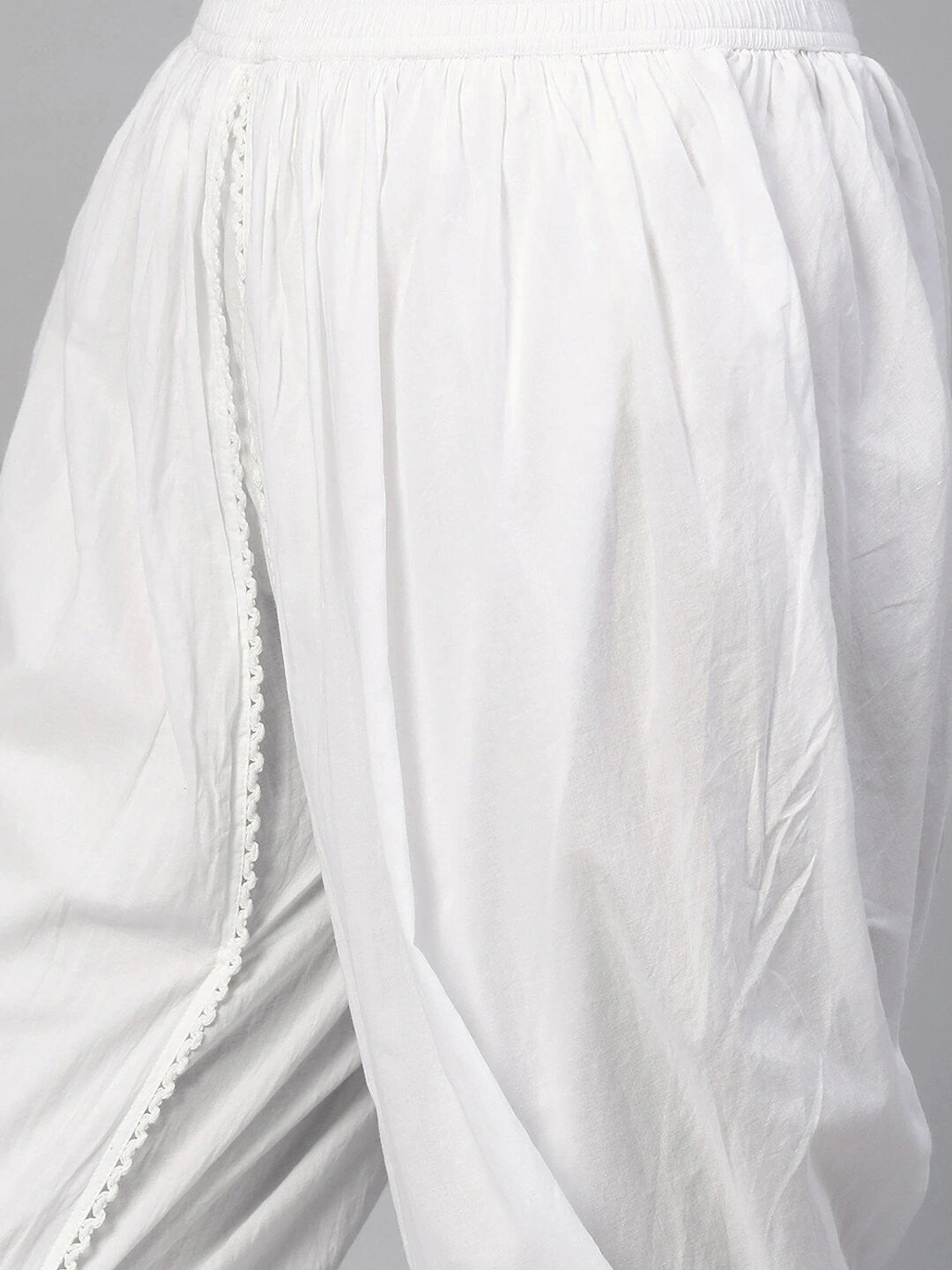 Ada Hand Embroidered White Cotton Lucknowi Chikankari Kurta With Dhoti Set A811167