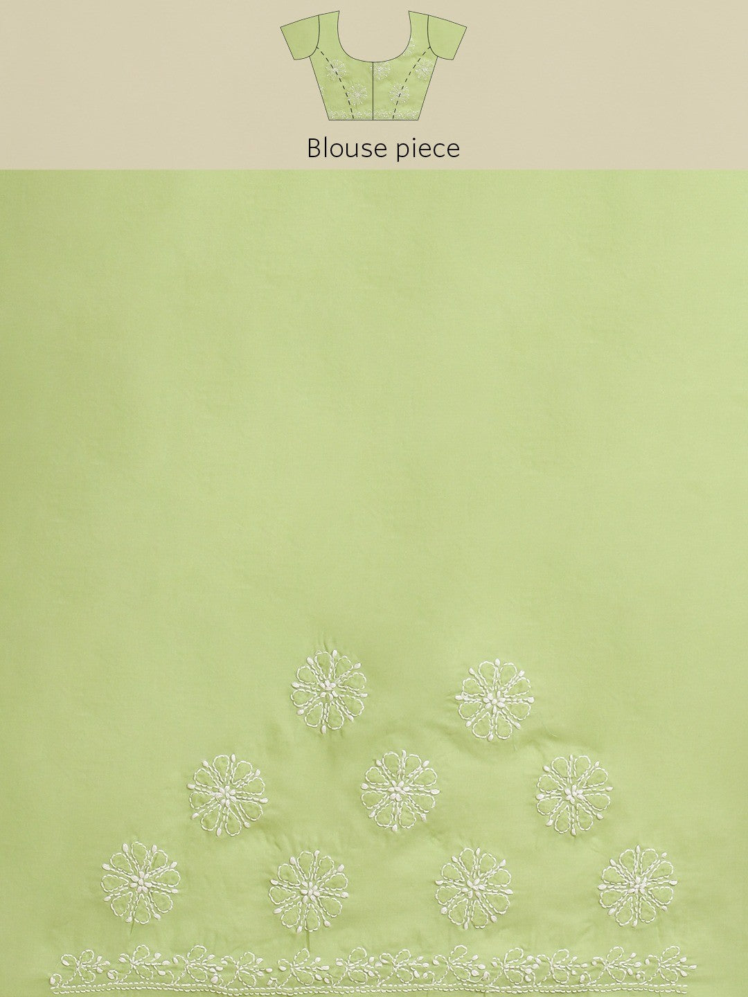 Ada Hand Embroidered Green Cotton Lucknow Chikan Saree With Blouse A311332