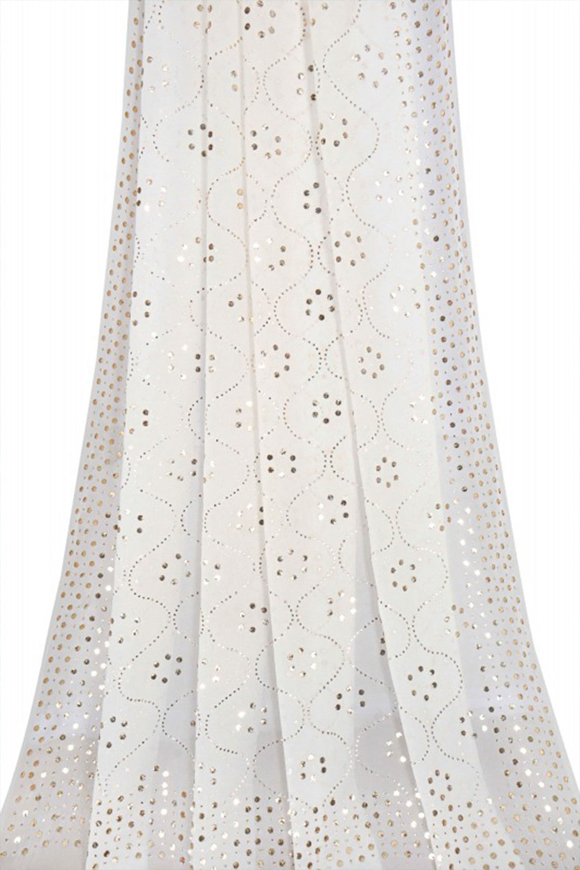 Ada Hand Embroidered White Pure Georgette Lucknowi Chikankari Dupatta With Muqaish Work A614196