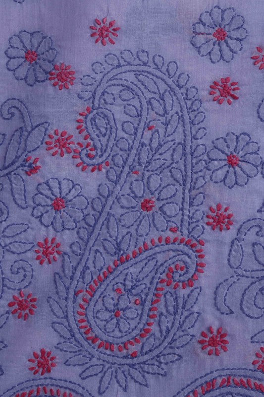 Ada Hand Embroidered Mauve Cotton Lucknowi Chikan Unstitched Suit Piece–A100252