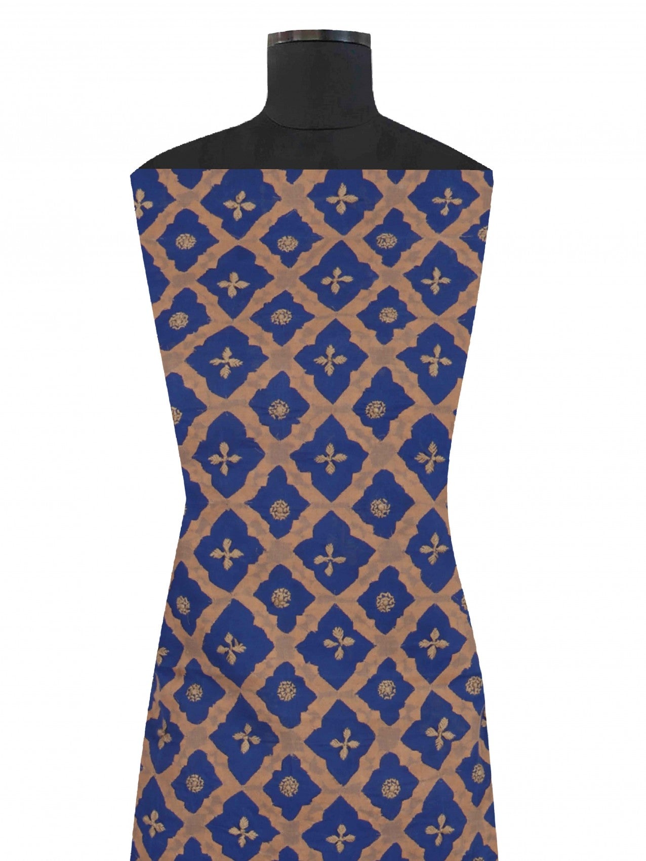 Ada Hand Embroidered Egyptian Blue Cotton Lucknowi Chikankari Unstitched Suit Piece 01A24913