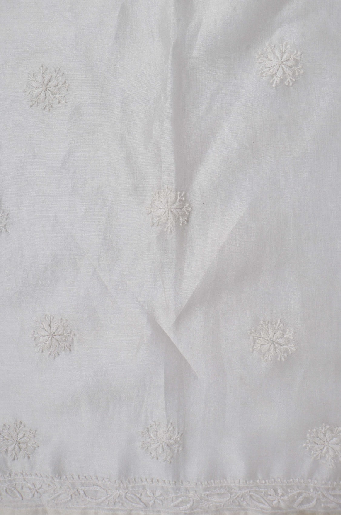 Ada Hand Embroidered Off White Chanderi Lucknowi Chikankari Semi-Stitched Anarkali Kurta Dupatta Set With Zari Work 01A224438