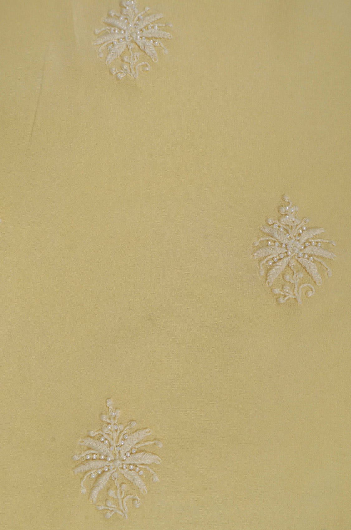 Ada Hand Embroidered Light Yellow Georgette Lucknowi Chikankari Unstitched Kurta Dupatta Set With Pearl Work A454750