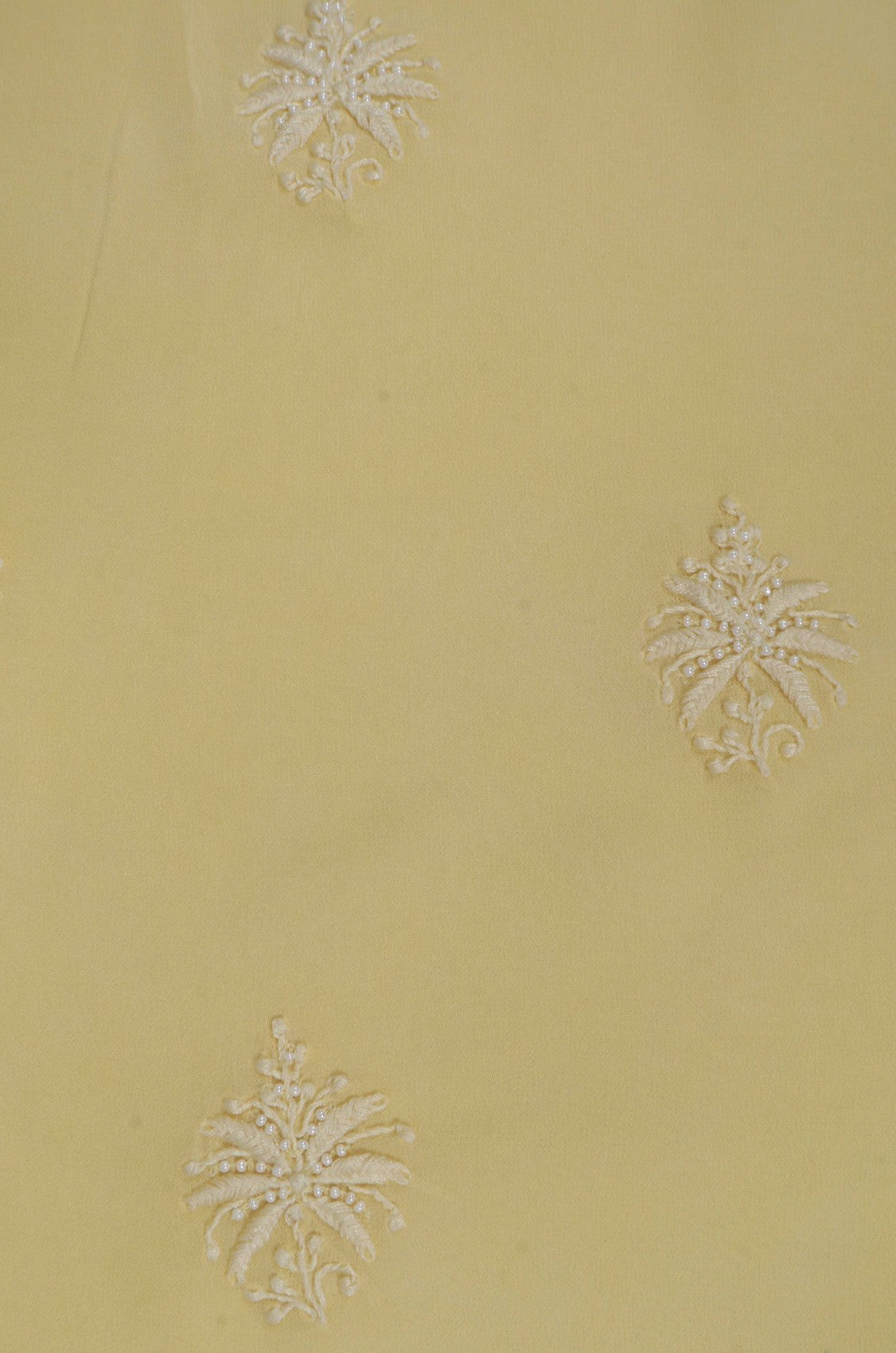 Ada Hand Embroidered Light Yellow Georgette Lucknowi Chikankari Unstitched Kurta Dupatta Set With Pearl Work A454750