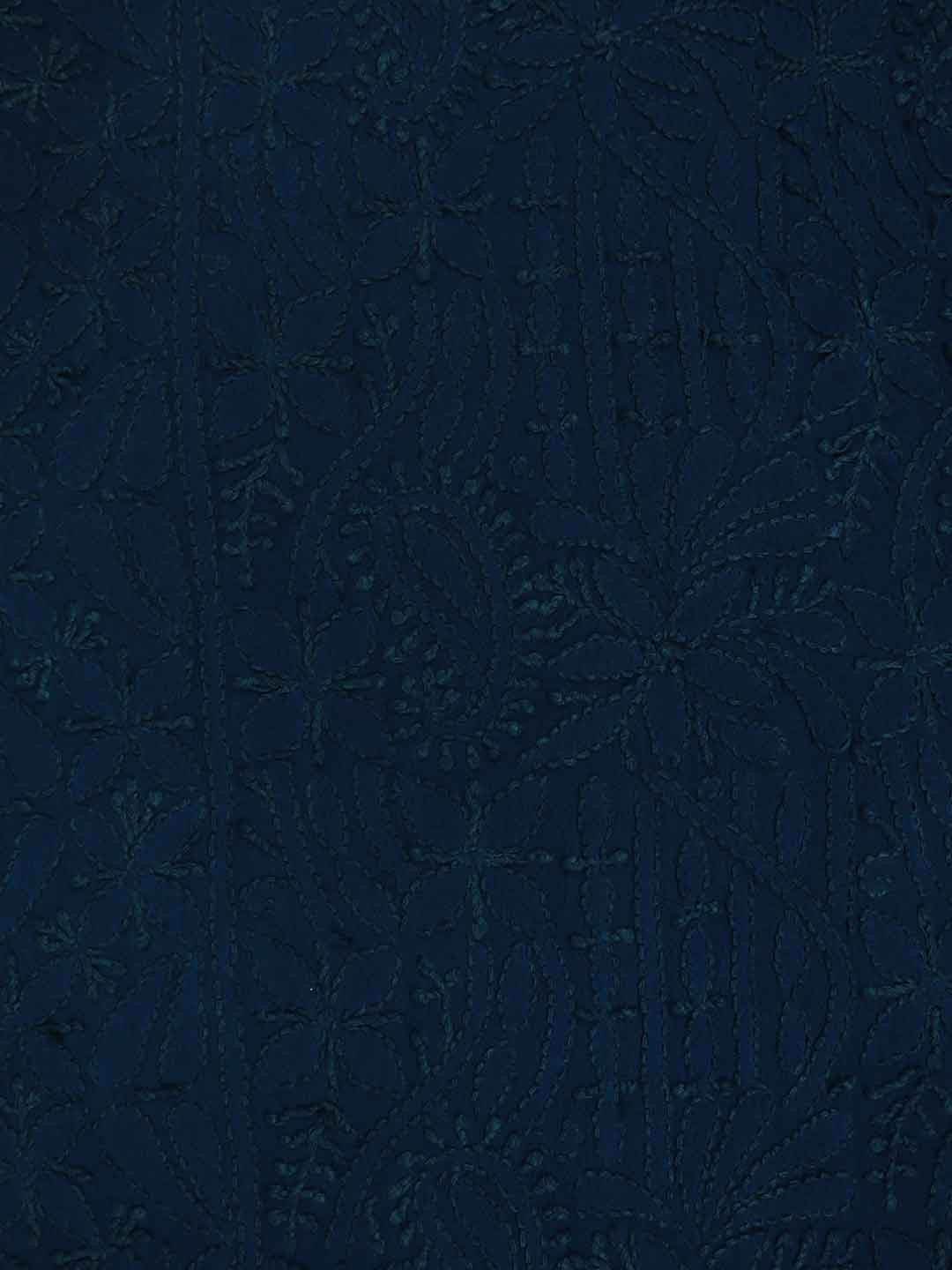 Ada Hand Embroidered Turquoise Blue Georgette Lucknowi Chikan Unstitched Kurta Piece A394935