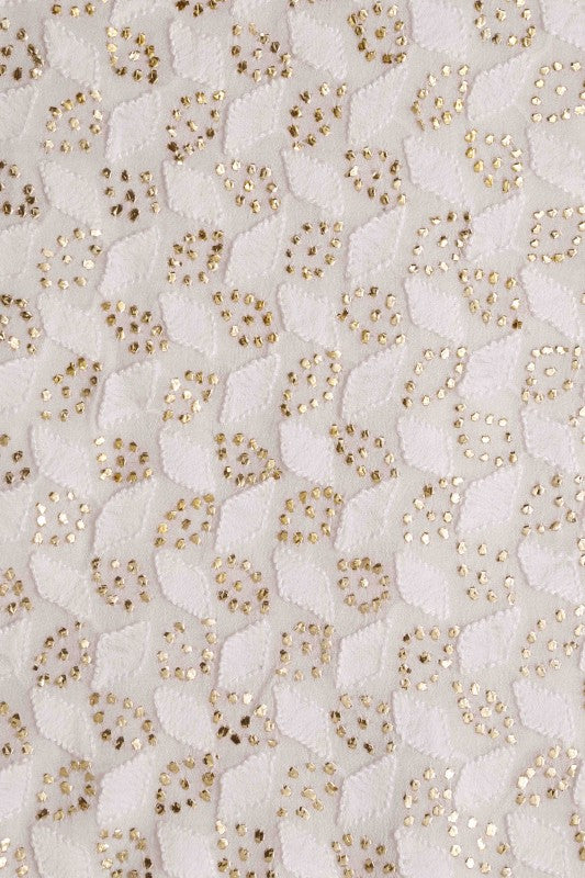 Ada Hand Embroidered White Georgette Chikan Unstitched Kurta Piece With Muqaish Work A617641