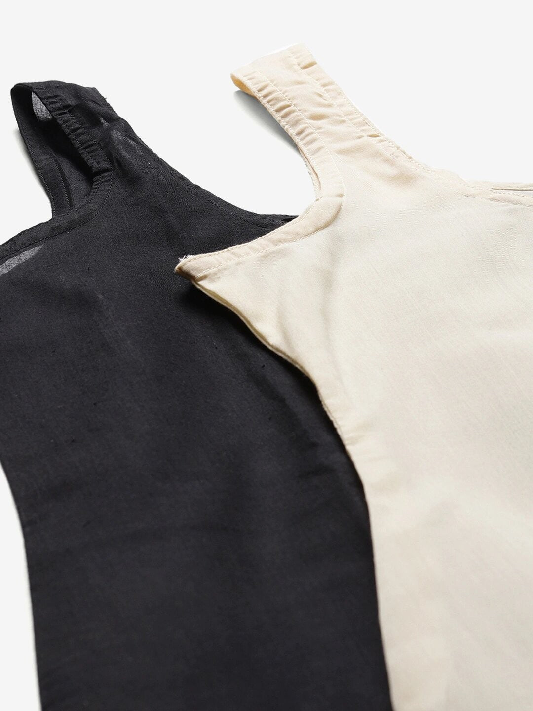 Ada Fawn and Black Cotton Long Slips Combo of 2  A300944.