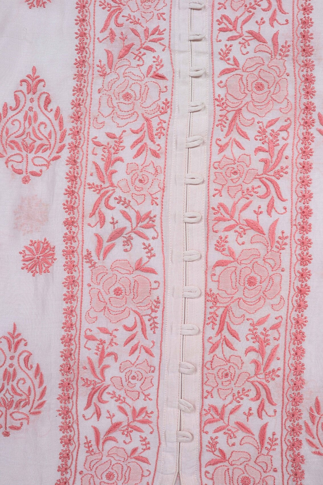 Ada Hand Embroidered Cream Chanderi Lucknowi Chikankari Semi-stitched Kurta Dupatta Set A497295