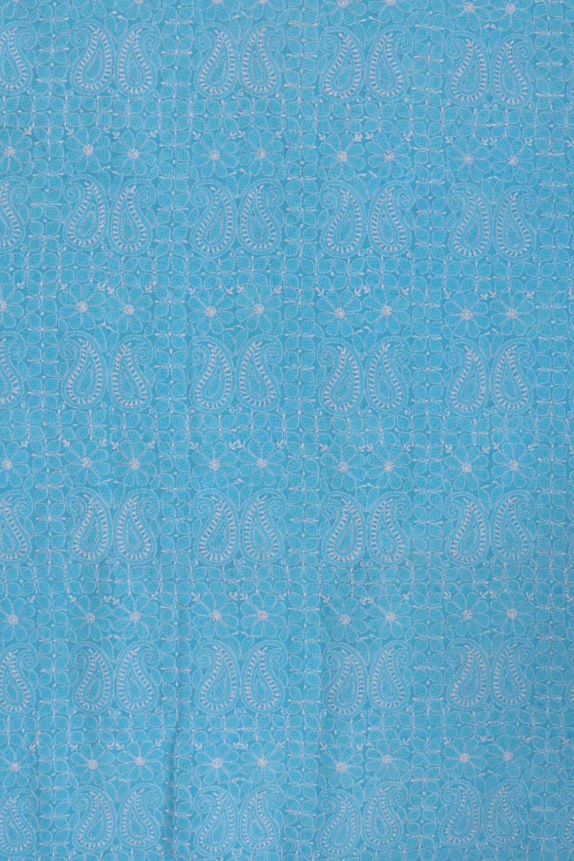 Ada Hand Embroidered Sky Blue Cotton Lucknowi Chikan Unstitched Suit Piece A495590