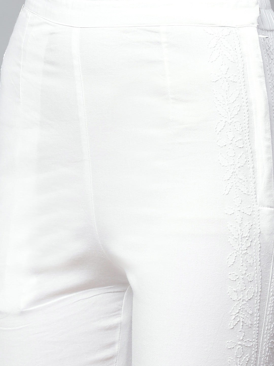 Ada Hand Embroidered Lavender and White Georgette Lucknowi Chikankari Kurta with Trouser Set A811141