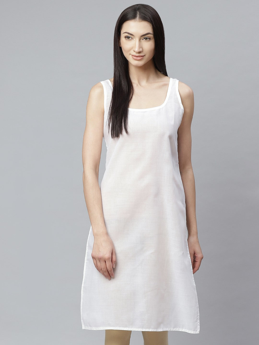 Ada Mauve and White Cotton Long Slips Combo of 2  A307557.