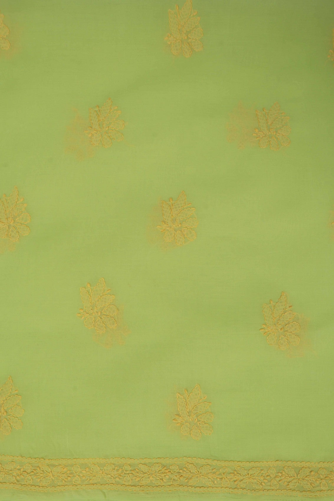 Ada Hand Embroidered Parrot Green Cotton Lucknowi Chikankari Unstitched Suit Piece 01A202407