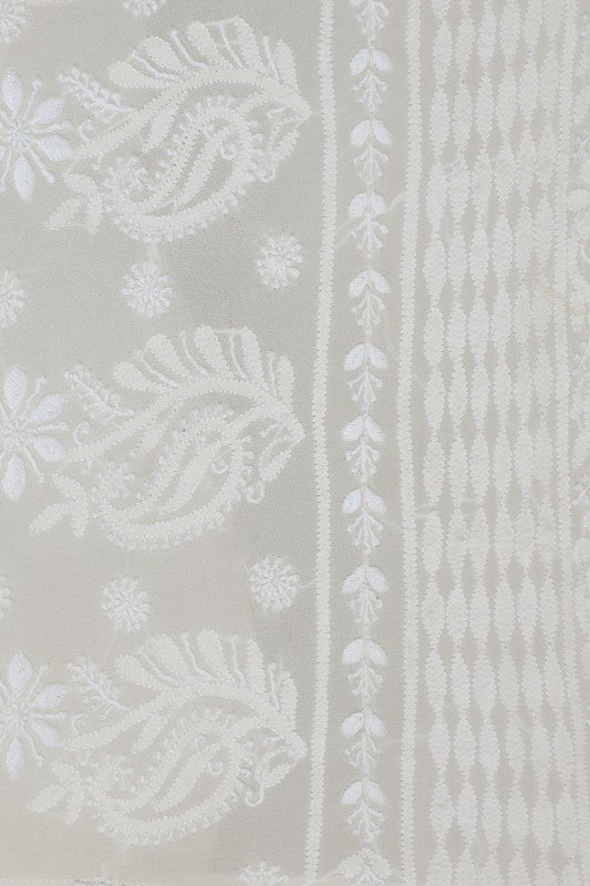 Ada Hand Embroidered White Pure Georgette Lucknowi Chikankari Lehenga Set A454704