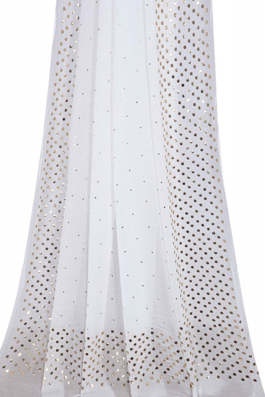 Ada Hand Embroidered White Georgette Lucknowi Chikankari Dupatta with Muqaish Work A589428