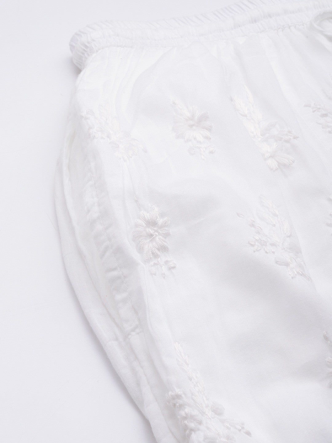 Ada Hand Embroidered White Cotton Lucknowi Chikankari Palazzo A711131