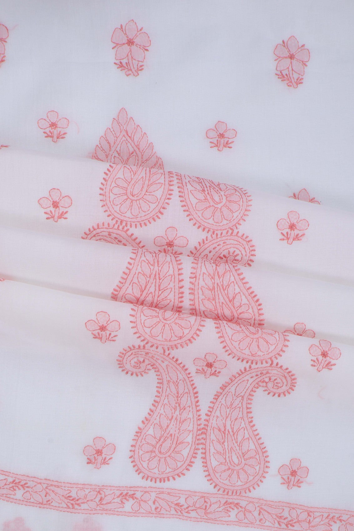 Ada Hand Embroidered White Cotton Lucknowi Chikankari Unstitched Suit Piece 01A215119