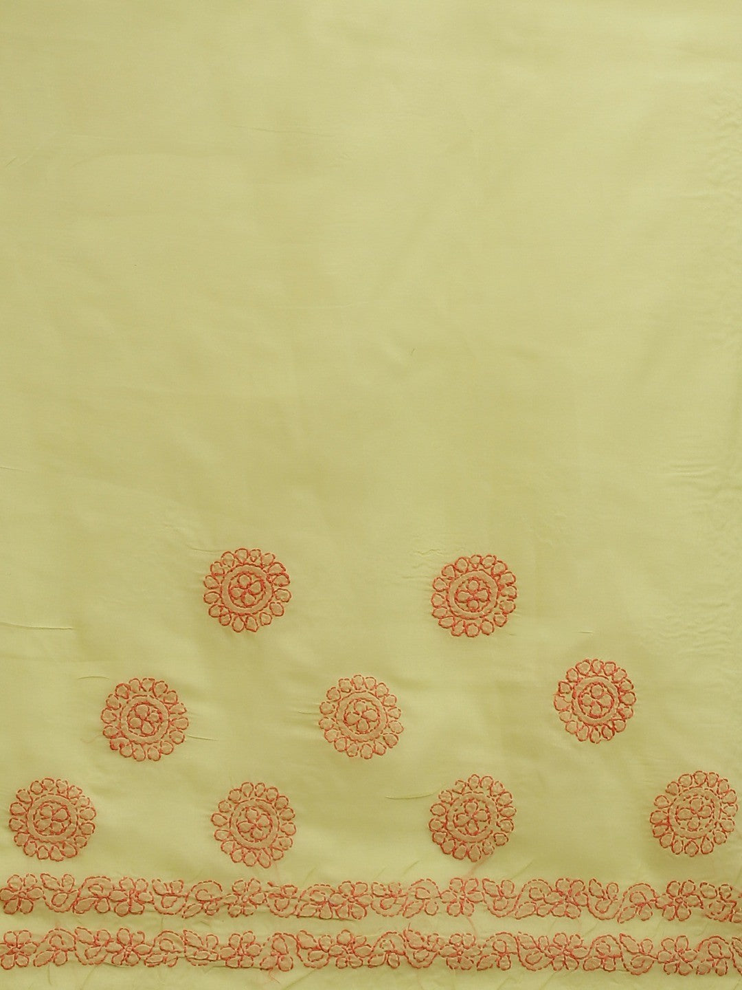 Ada Hand Embroidered Green Cotton Lucknow Chikan Saree With Blouse- A311165