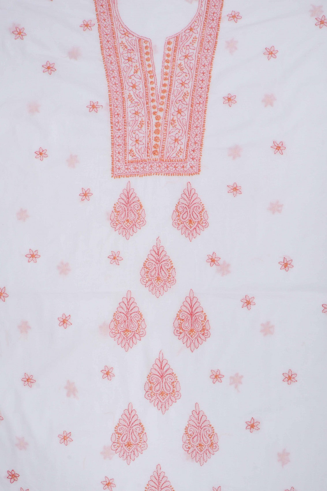 Ada Hand Embroidered White Cotton Lucknowi Chikankari Unstitched Suit Piece 01A275104