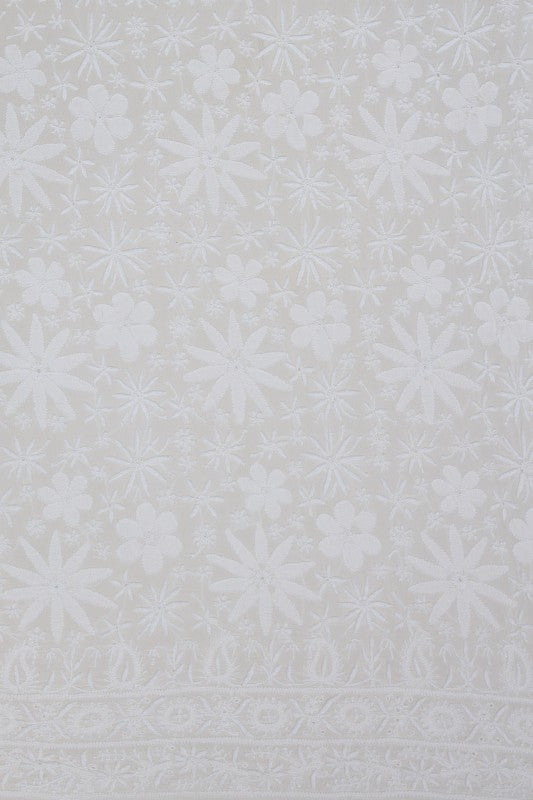 Ada Hand Embroidered White Pure Georgette Lucknowi Chikankari Lehenga Set– A562579