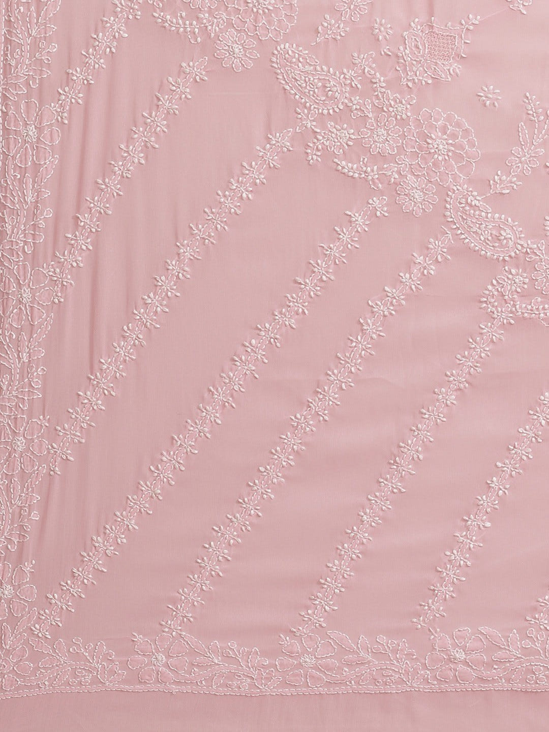 Ada Hand Embroidered Pink Georgette Lucknow Chikan Saree With Blouse A129583