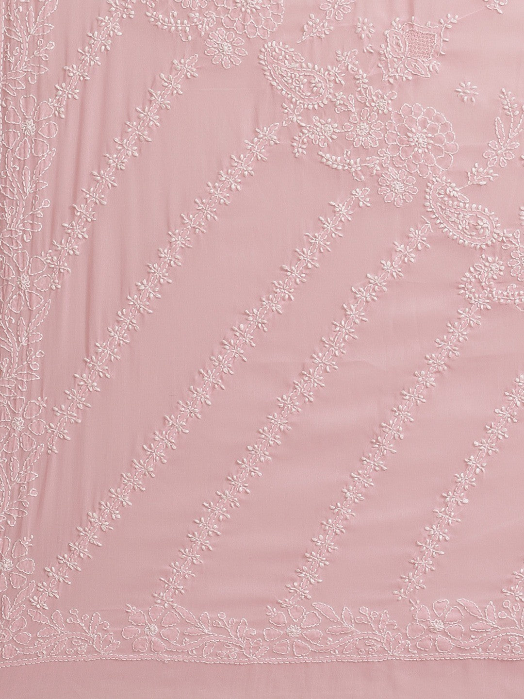 Ada Hand Embroidered Pink Georgette Lucknow Chikan Saree With Blouse A129583