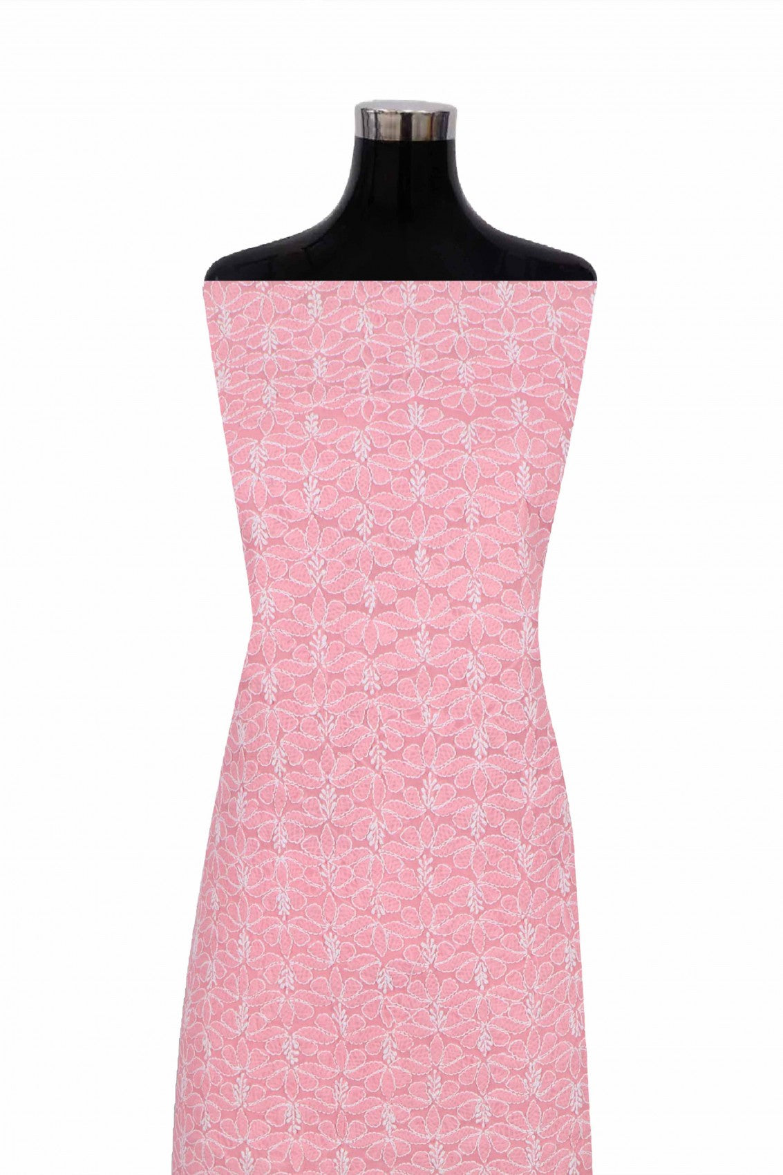 Ada Hand Embroidered Salmon Peach Cotton Lucknowi Chikankari Unstitched Suit Piece 01A189030