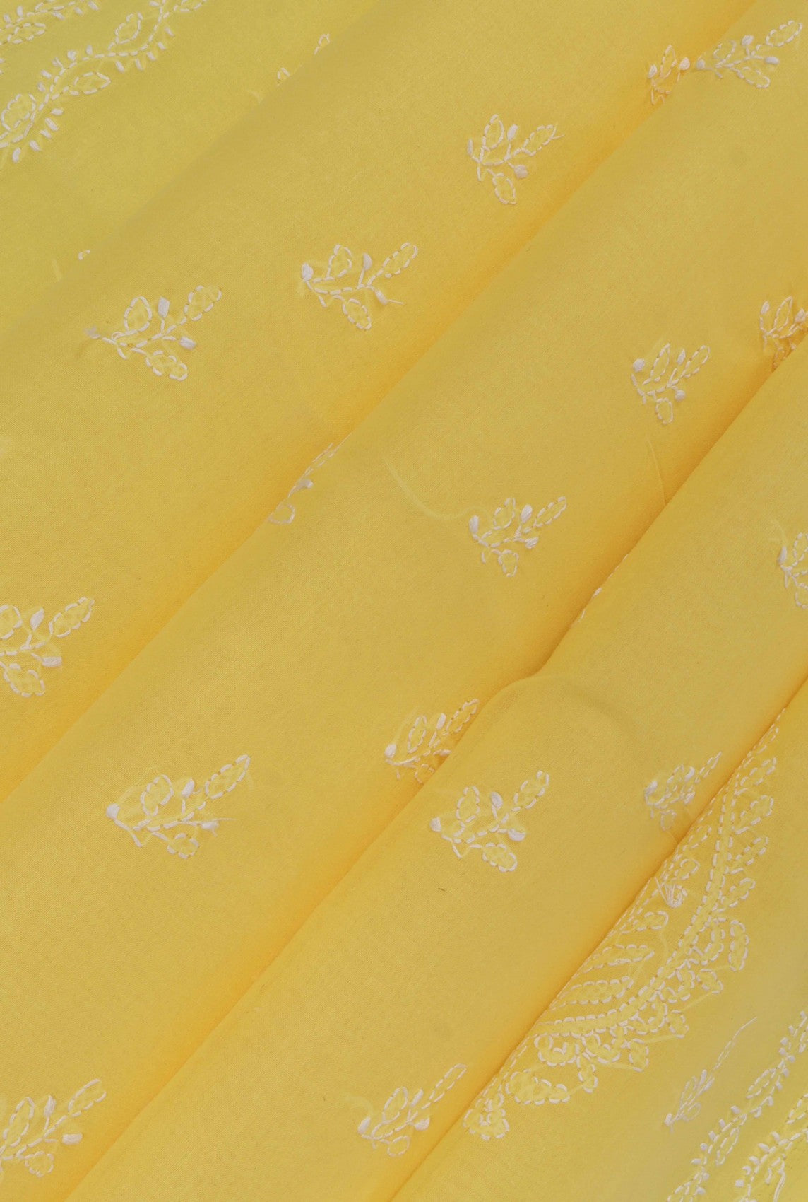 Ada Hand Embroidered Yellow Cotton Lucknow Chikankari Saree with Blouse A614074