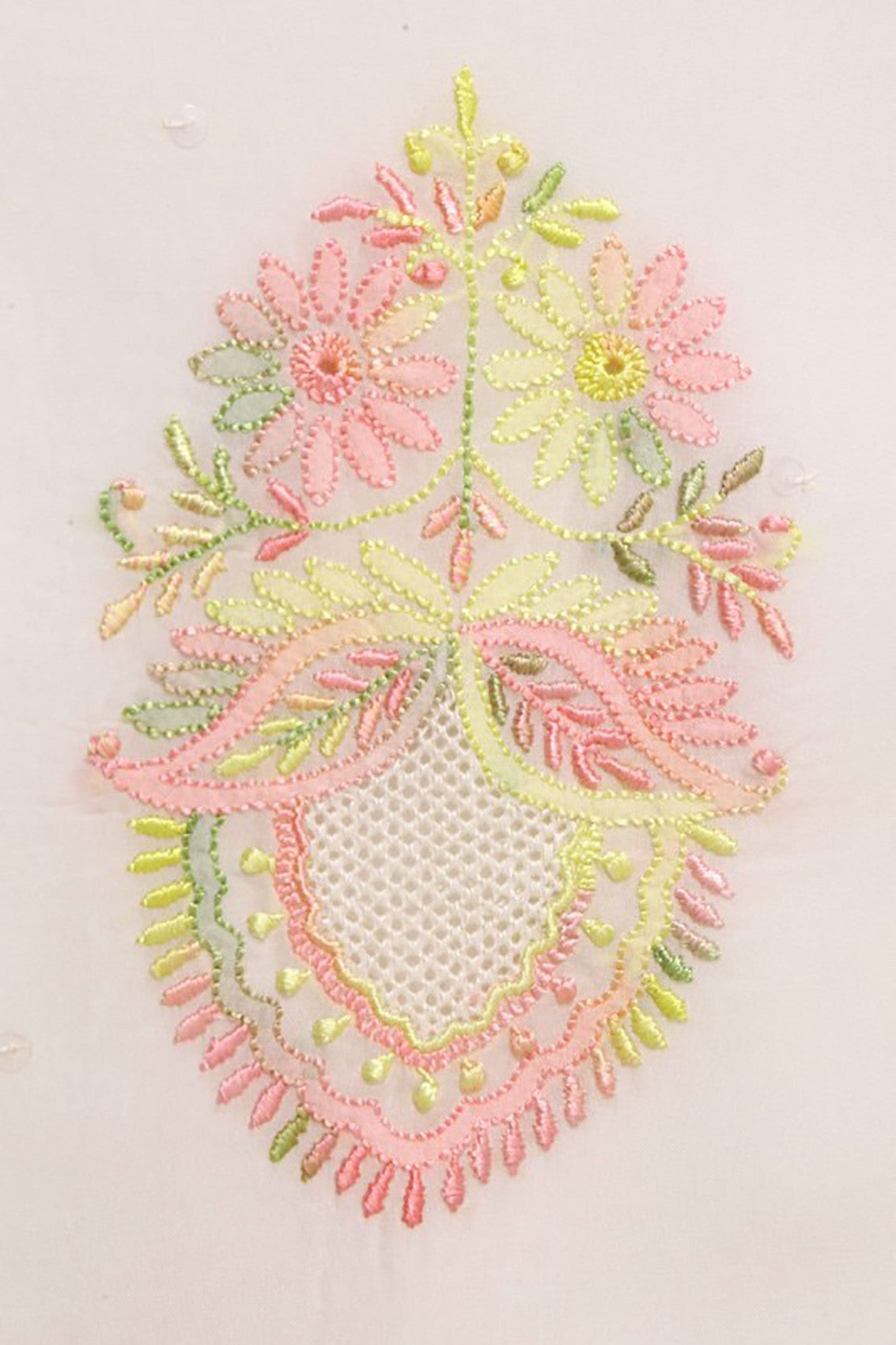 Ada Hand Embroidered Off White Organza Lucknowi Chikankari Dupatta With Gota Patti Work A600707