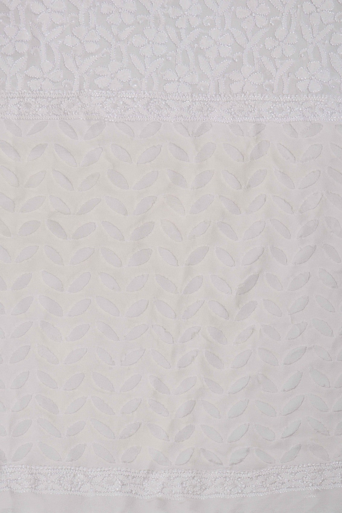 Ada Hand Embroidered White Pure Georgette Lucknowi Chikankari Unstitched Kurta Piece A148142