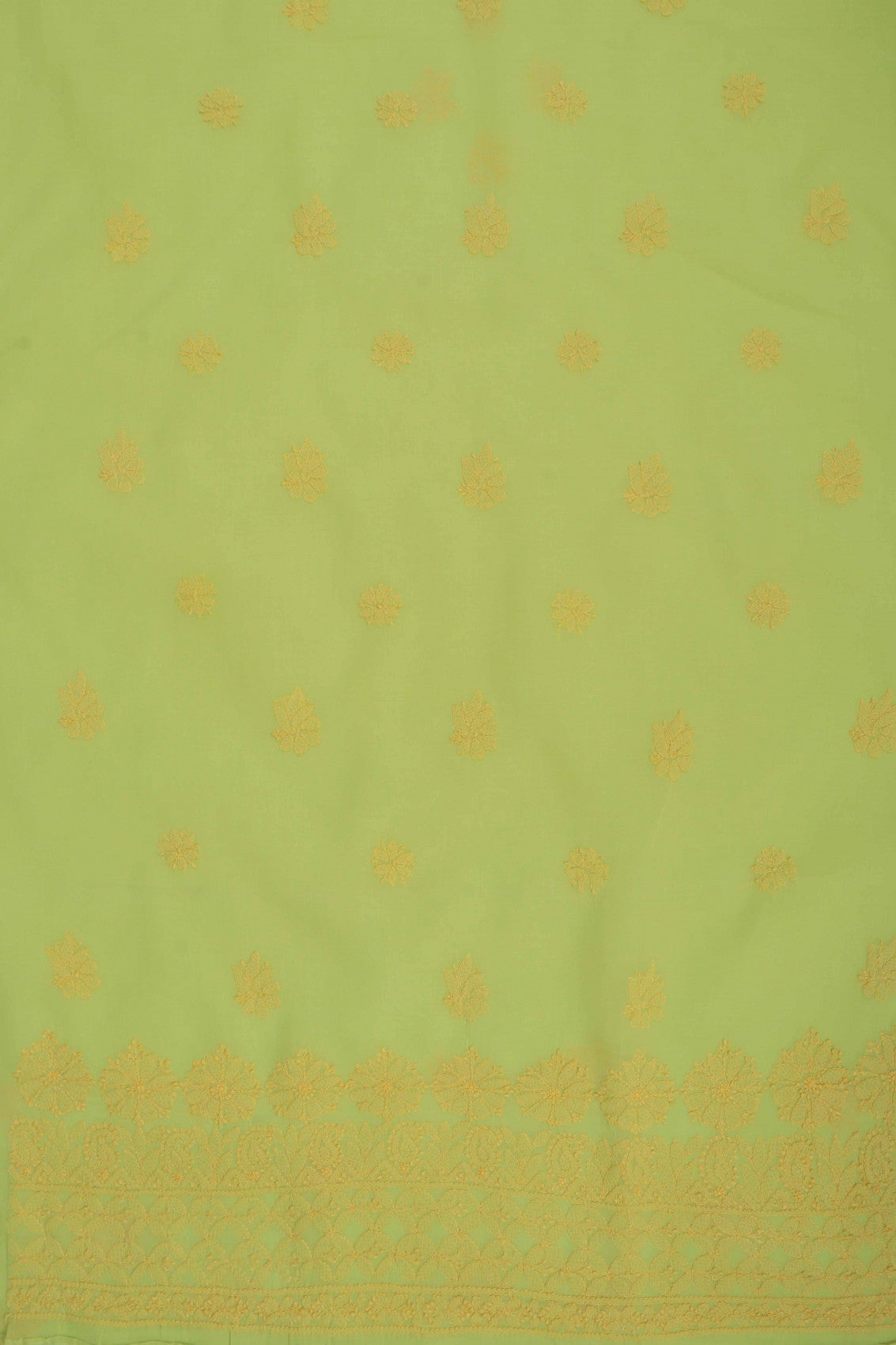 Ada Hand Embroidered Parrot Green Cotton Lucknowi Chikankari Unstitched Suit Piece 01A202407