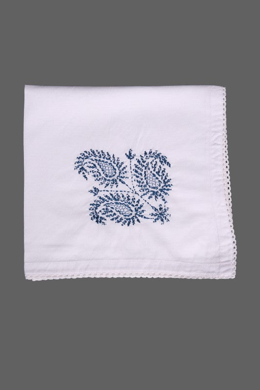 Ada Hand Embroidered White Cotton Lucknowi Chikankari Napkin Set 01A299711