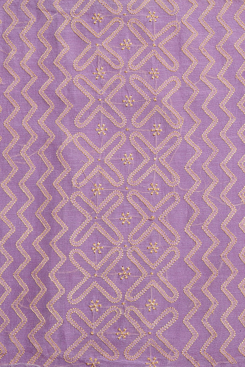Ada Hand Embroidered Mauve Chanderi Chikan Unstitched Kurta Piece-A586419