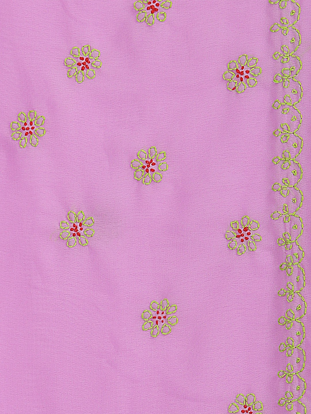 Ada Hand Embroidered Mauve Georgette Lucknow Chikan Saree With Blouse A191584