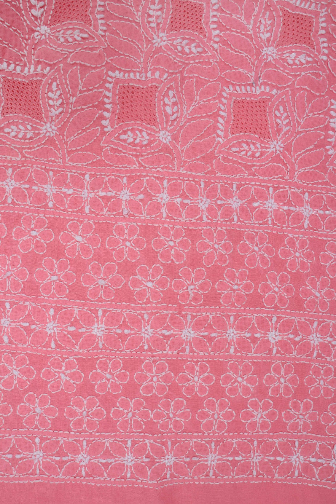 Ada Hand Embroidered Pink Cotton Lucknowi Chikankari Unstitched Suit Piece 01A23696