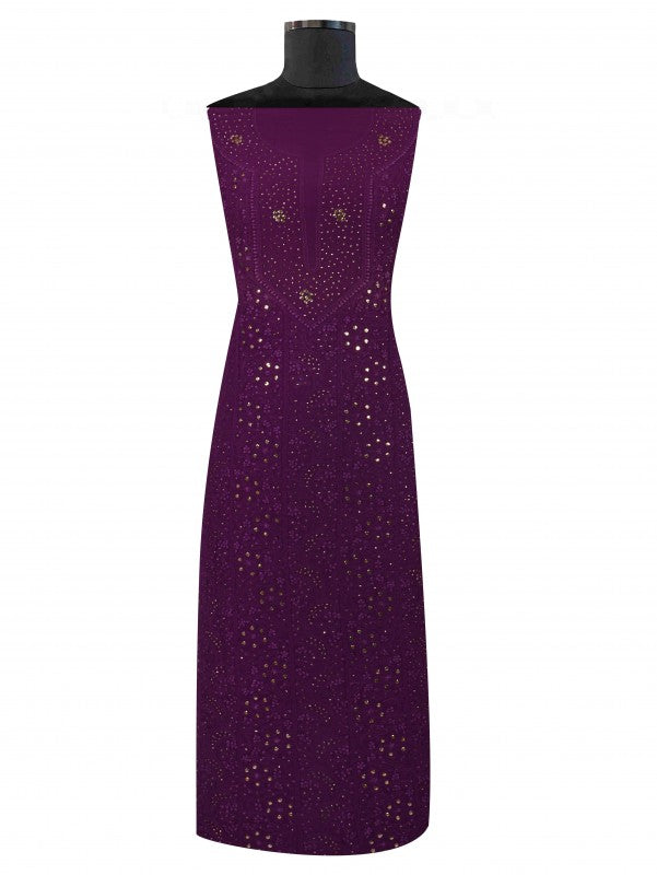 Ada Hand Embroidered Purple Georgette Lucknowi Chikan Unstitched Kurta Piece With Muqaish Work A588369