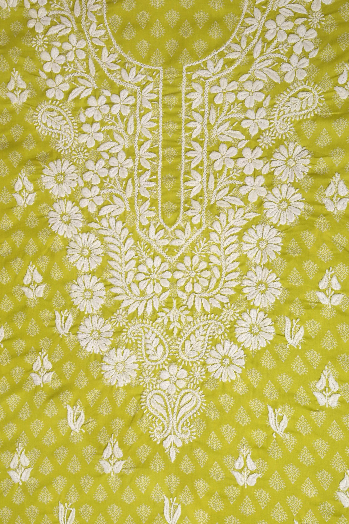 Ada Hand Embroidered Green Cotton Lucknowi Chikankari Unstitched Suit Piece A211236