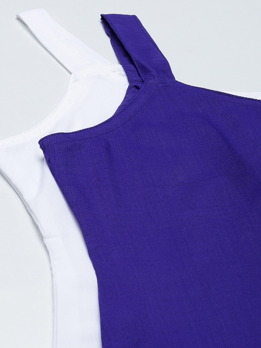 Ada White & Royal Blue Cotton Short Slips Combo of 2 A111178.