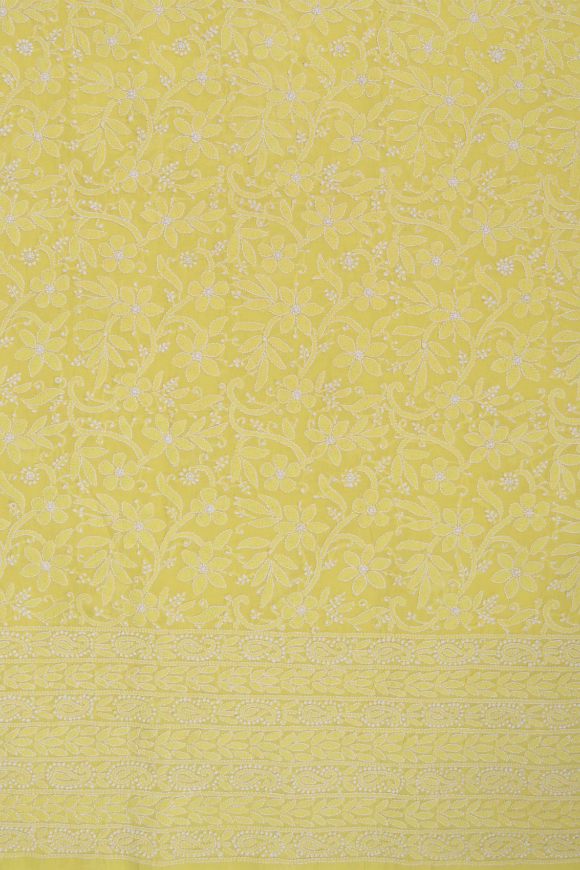 Ada Hand Embroidered Yellow Cotton Lucknowi Chikankari Unstitched Suit Piece 01A204075